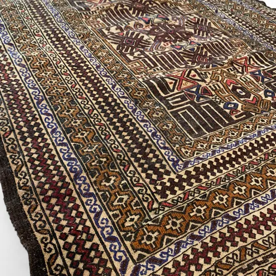 Baluch wool and goat rug,